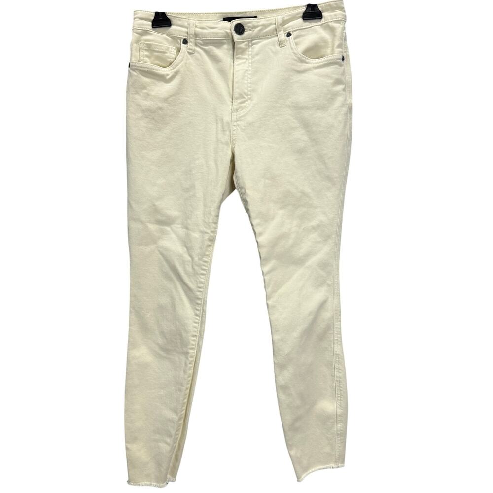 KUT from the Kloth Connie Fab Ankle Jeans Size 6 High Rise Off White Raw Hem